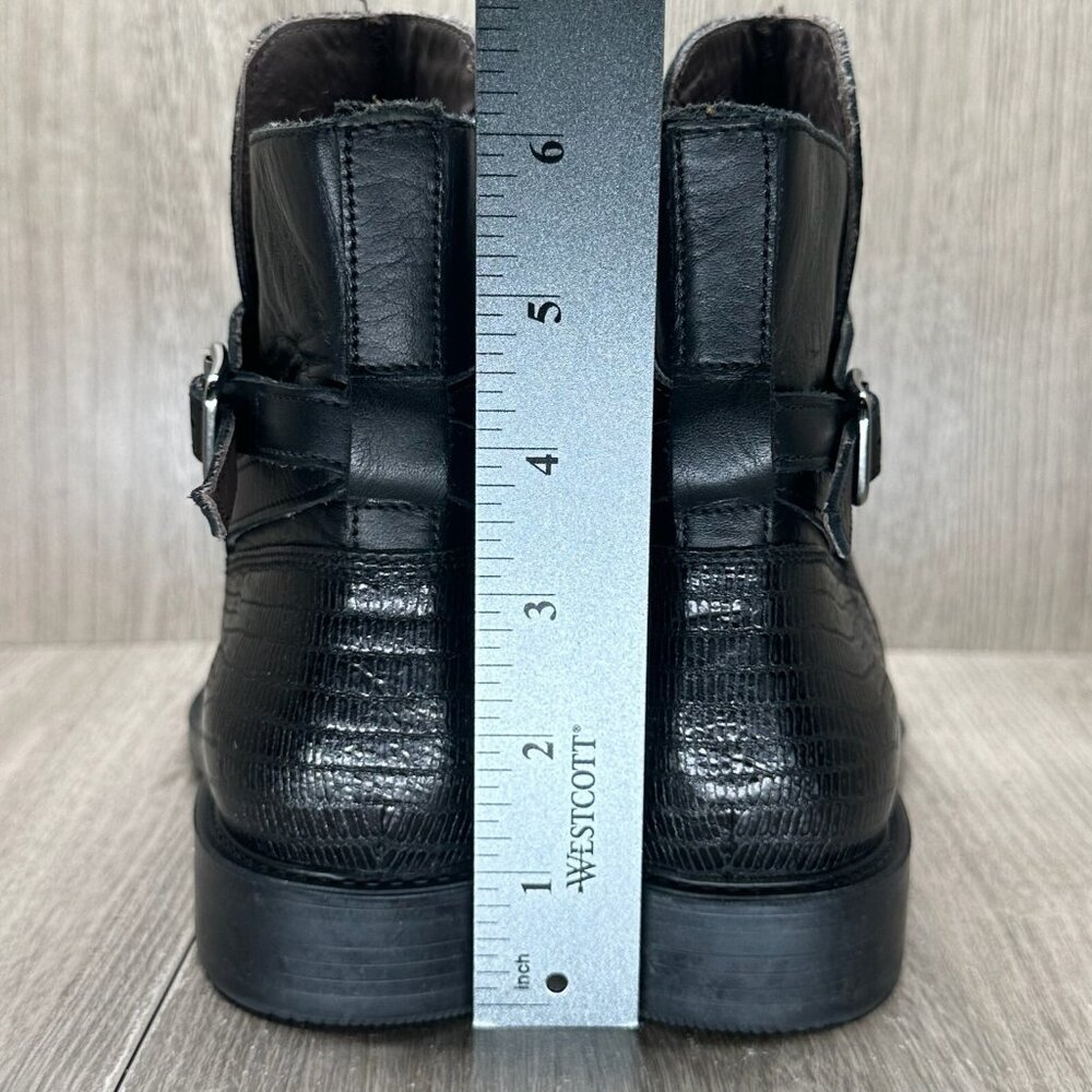 Boemos Boots Womens Sz 39 US9 Leather Moto Buckle Ankle Bootie Black Italy - Picture 13 of 13